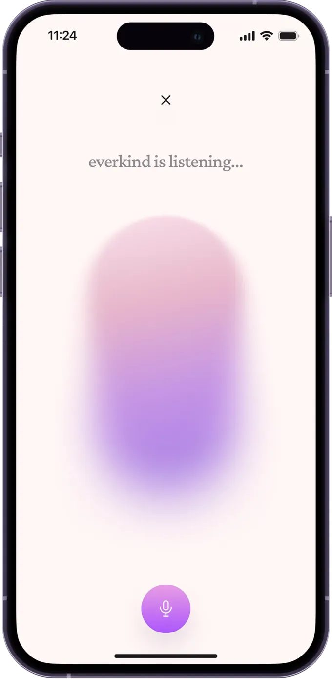 everkind voice mode — talk through your thoughts with an AI companion